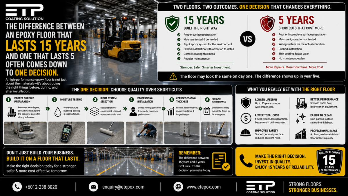 The Difference Between an Epoxy Floor That Lasts 15 Years and One That Lasts 5 Often Comes Down to One Decision