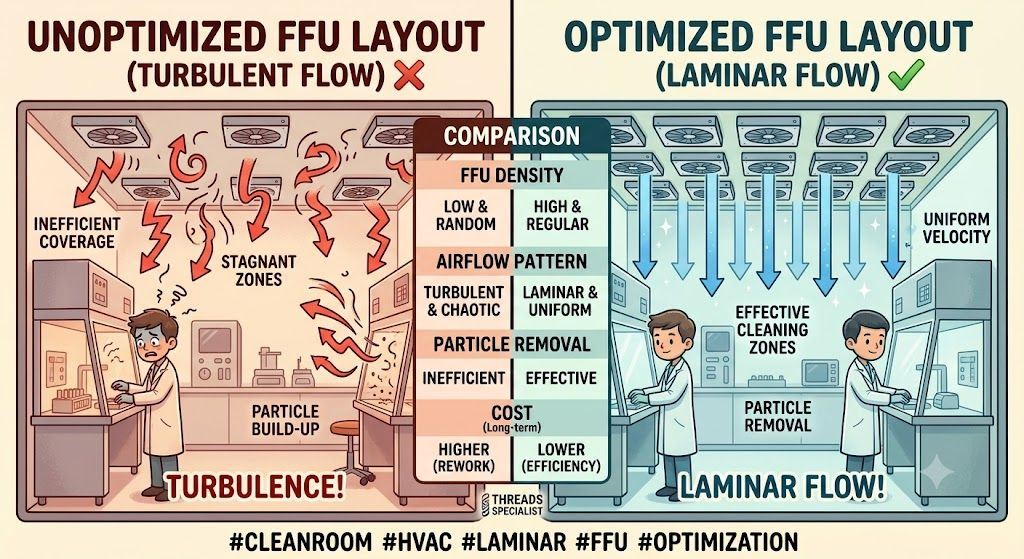 Optimizing Cleanroom Fan Filter Unit Layouts for Laminar Airflow