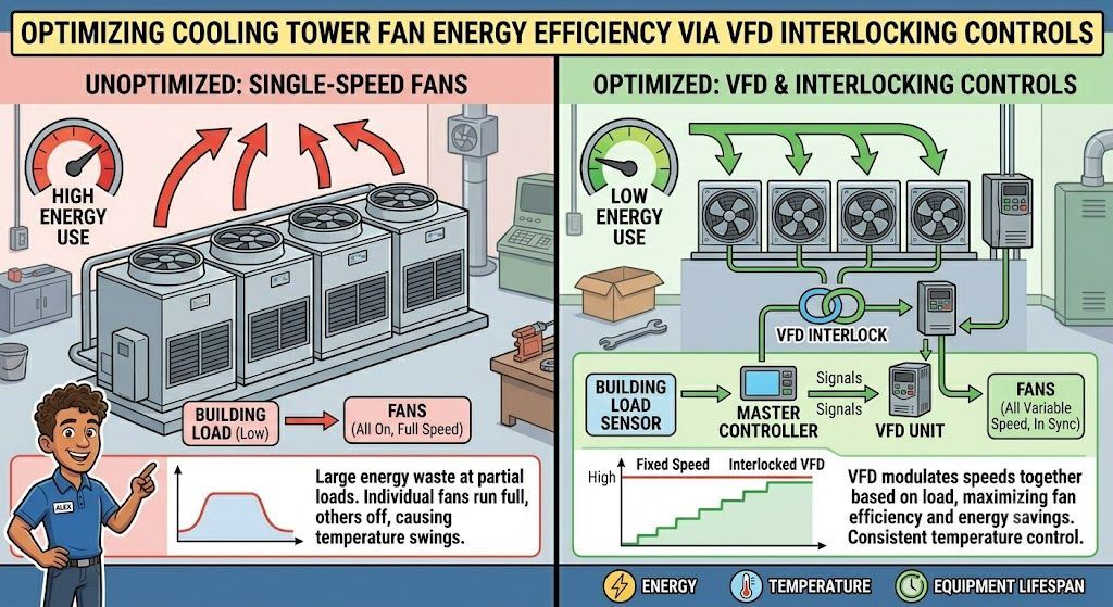 Optimizing Cooling Tower Fan Energy Efficiency via VFD Interlocking Controls