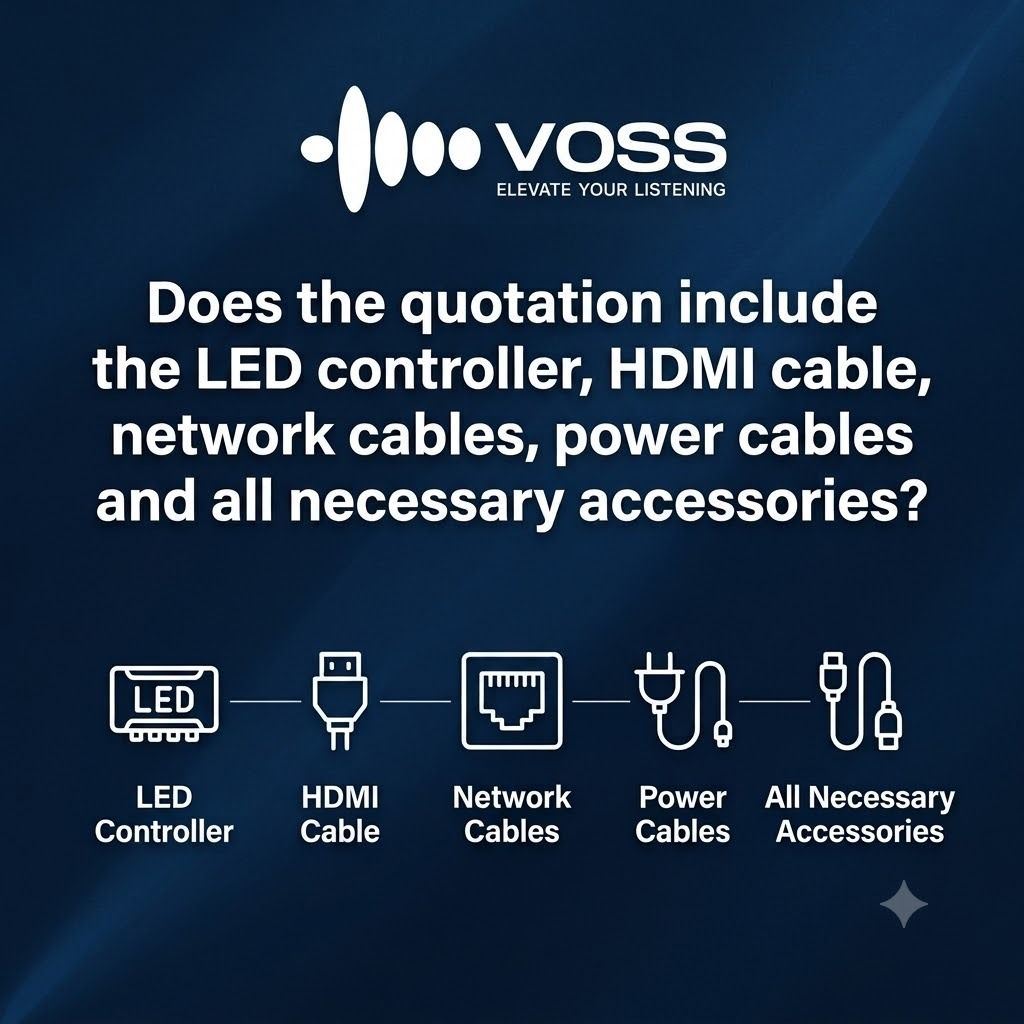 Does the quotation include the LED controller, HDMI cable, network cables, power cables and all necessary accessories?