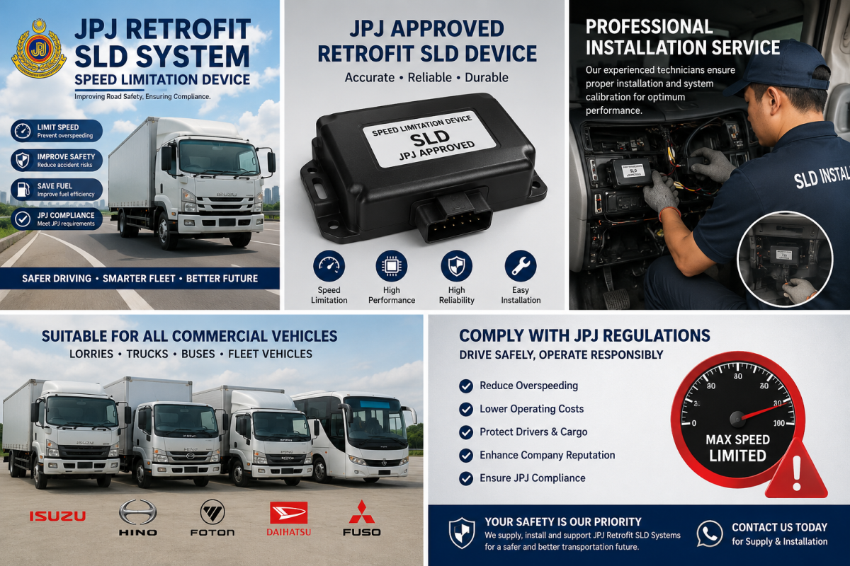 JPJ Retrofit SLD System Malaysia | Supply & Installation Services @ Looking for JPJ Retrofit Speed Limitation Device (SLD) installation in Malaysia? We supply and install Retrofit SLD systems for lorries, trucks, buses, and commercial fleets.