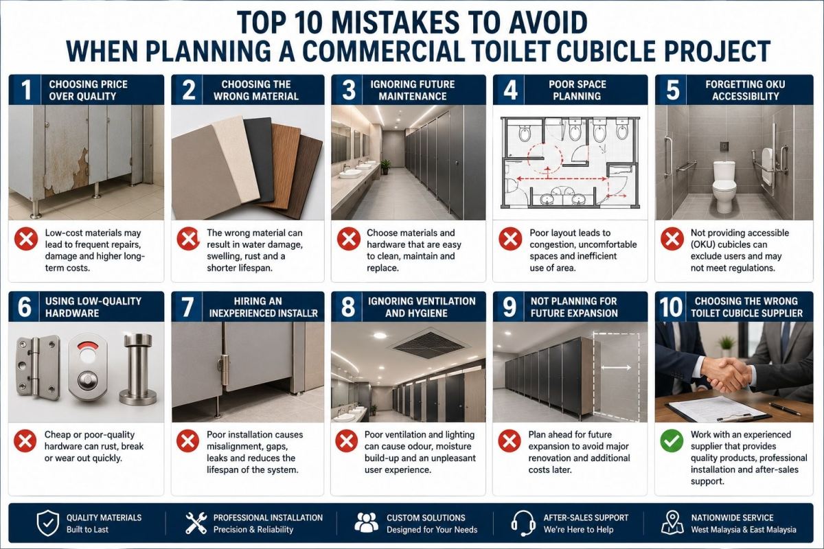 Top 10 Mistakes to Avoid When Planning a Commercial Toilet Cubicle Project