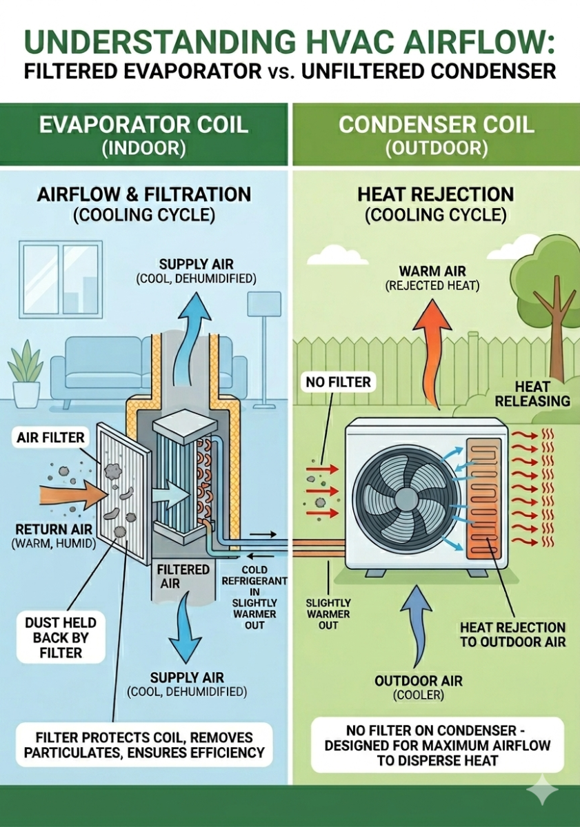 Kenapa Evaporator Coil Menggunakan Filter Tetapi Condenser Coil Tidak