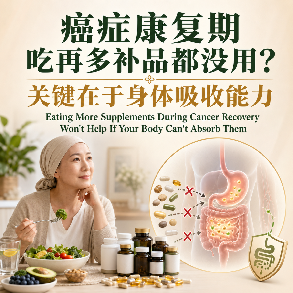 Eating More Supplements During Cancer Recovery Won't Help If Your Body Can't Absorb Them