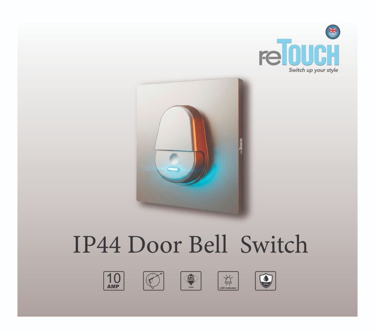 Introducing the reTouch IP44 Door Bell Switch   Premium Protection for Every Entrance
