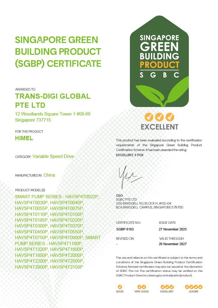 Singapore Green Building Product (SGBP) Certified