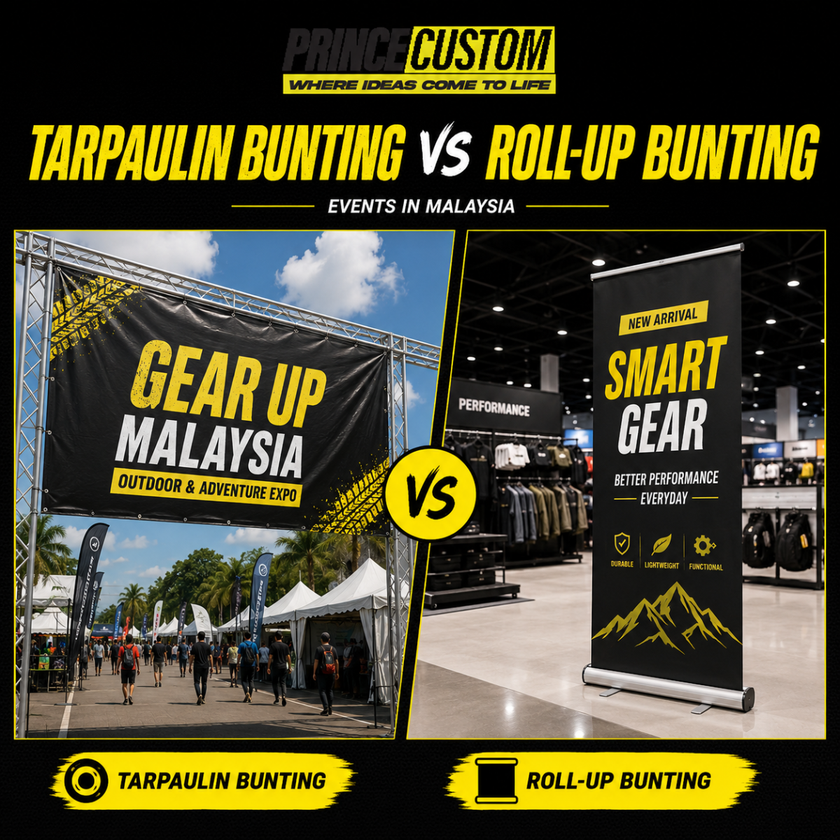 Tarpaulin Bunting vs Roll-Up Bunting: Which Is Better for Your Event?