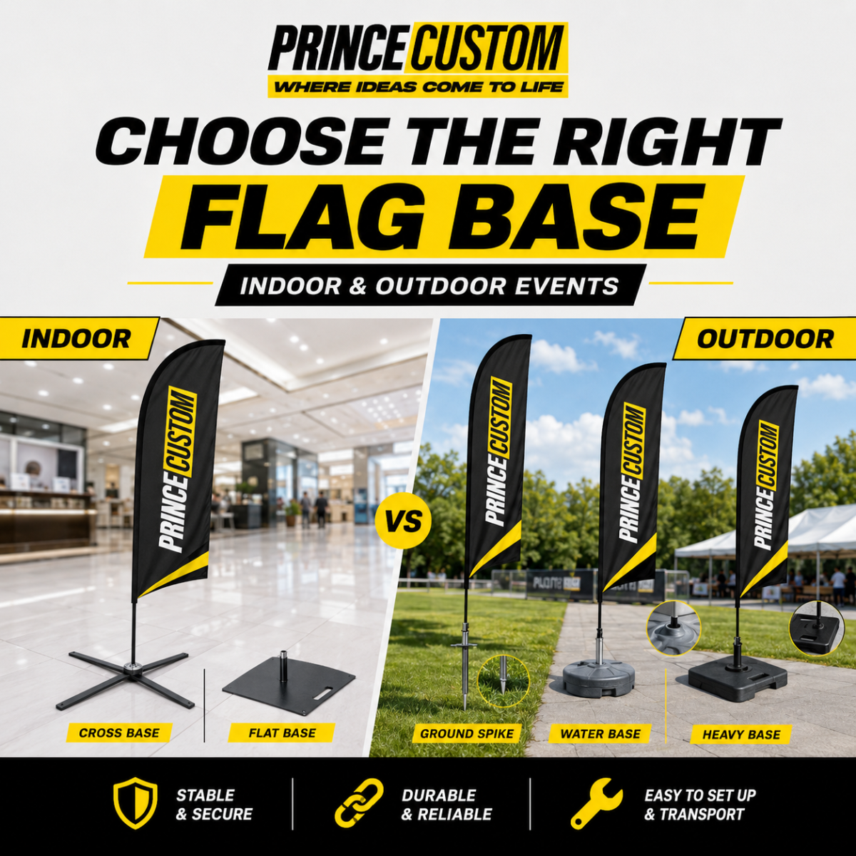 How to Choose a Flag Base for Indoor and Outdoor Events