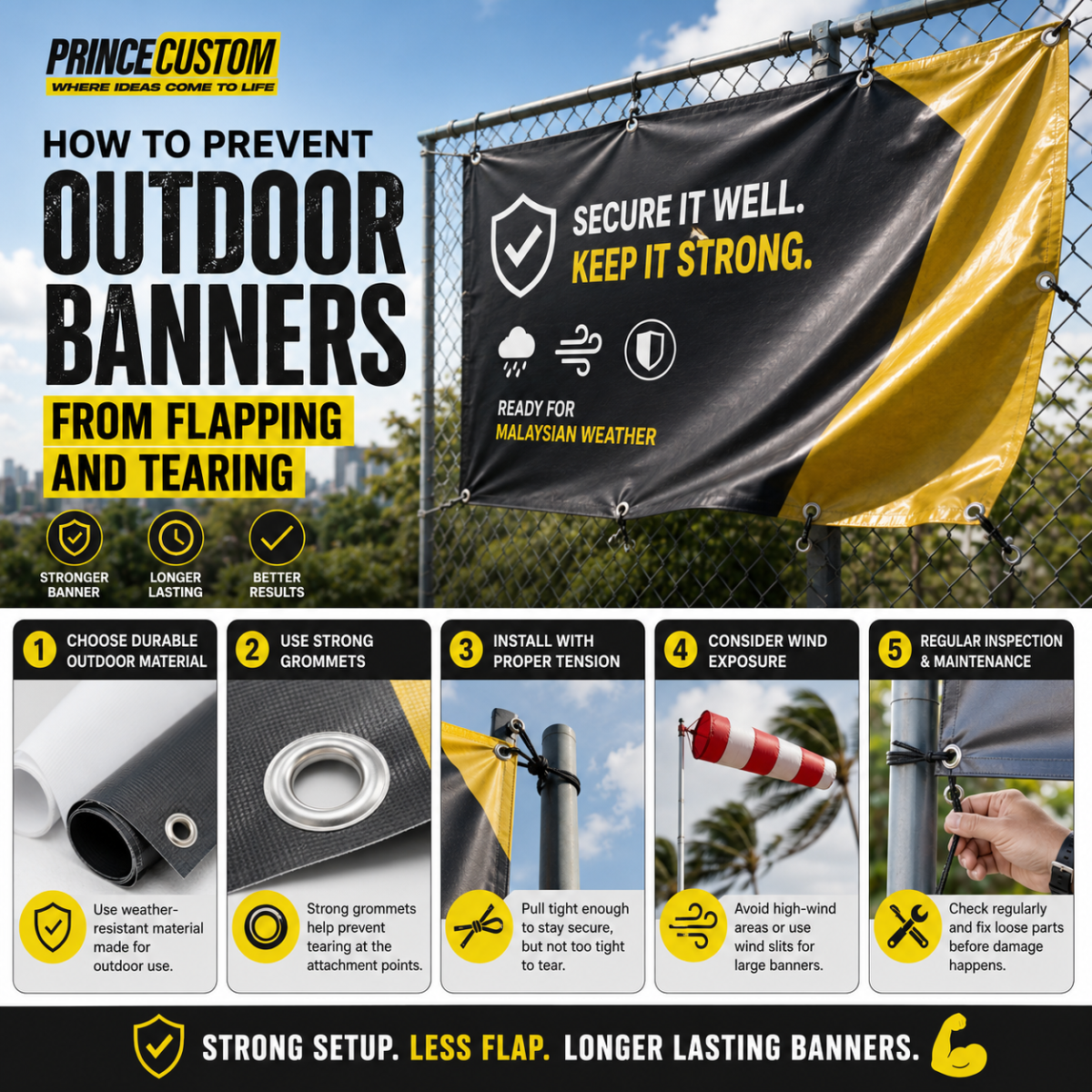 How to Prevent Outdoor Banners from Flapping and Tearing