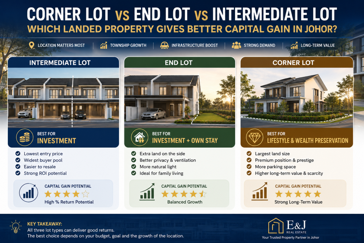 Corner Lot vs End Lot vs Intermediate Lot | Best Johor Landed Property Investment Guide 2026