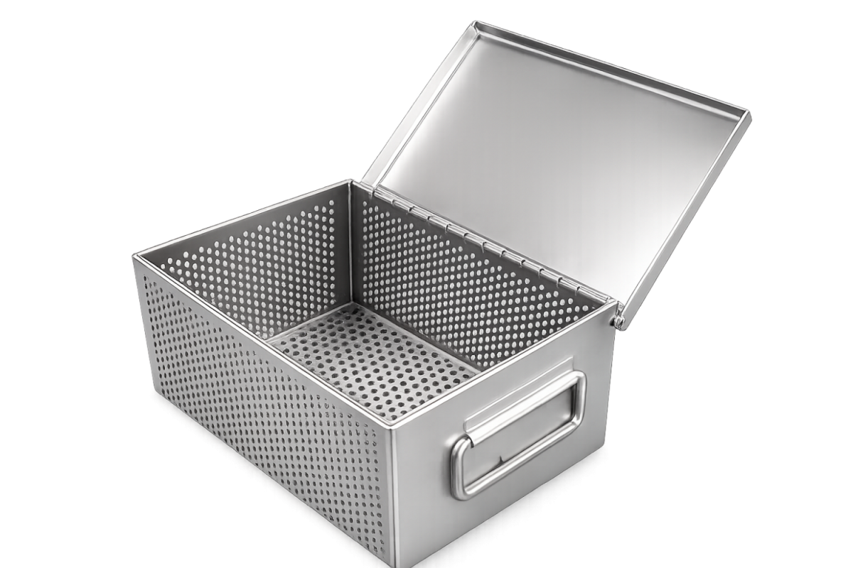 Malaysia-Wide Custom Perforated Basket With Lid for Cleanroom Material Handling