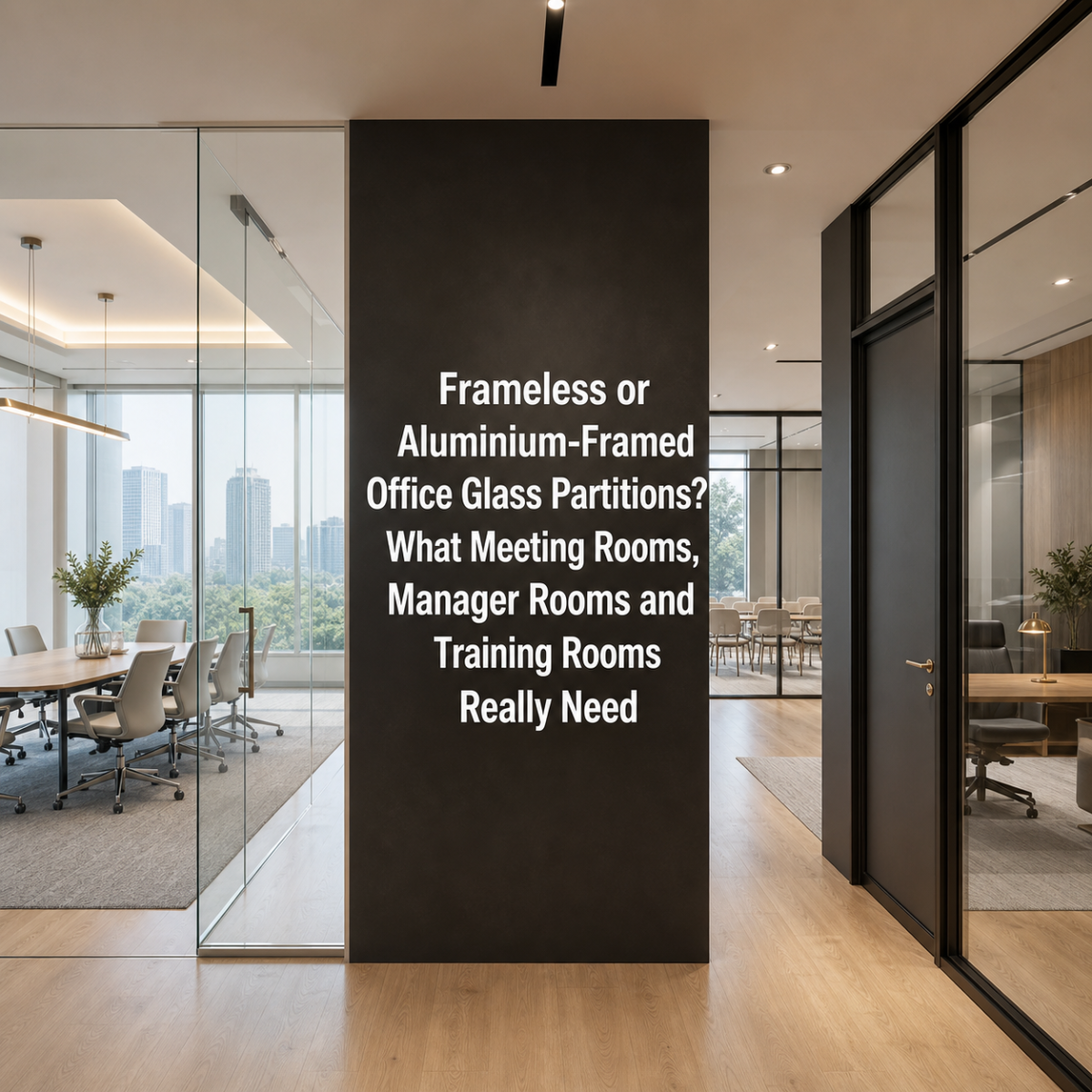 Frameless or Aluminium-Framed Office Glass Partitions? What Meeting Rooms, Manager Rooms and Training Rooms Really Need