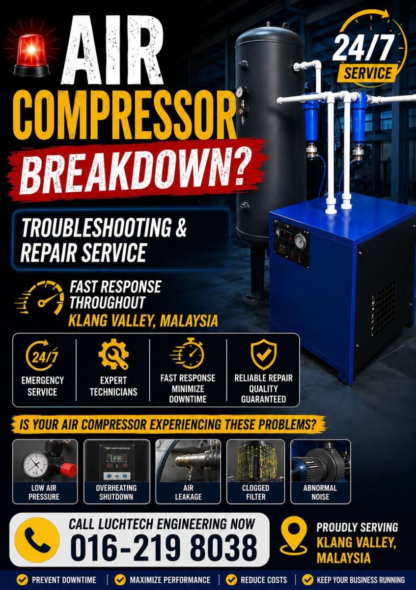 24/7 Air Compressor Breakdown Repair Service in Klang Valley 