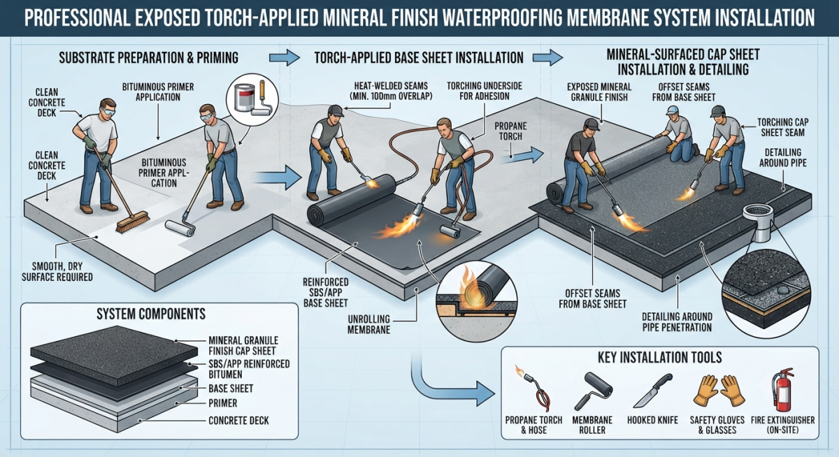 How a Professional Roof Waterproofing Membrane System Is Installed