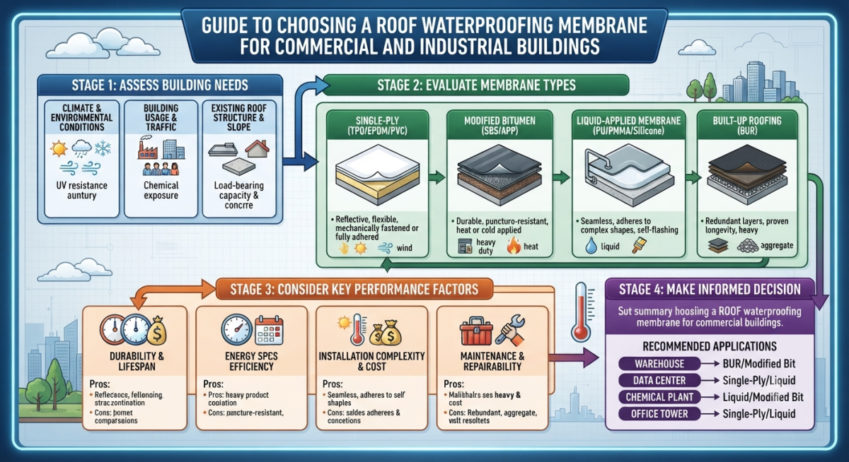 Choosing a Roof Waterproofing Membrane for Commercial and Industrial Buildings