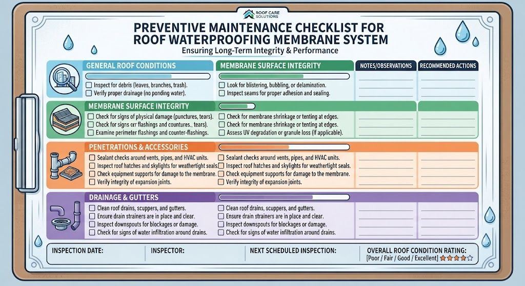 A Preventive Maintenance Checklist for Roof Waterproofing Membrane Systems