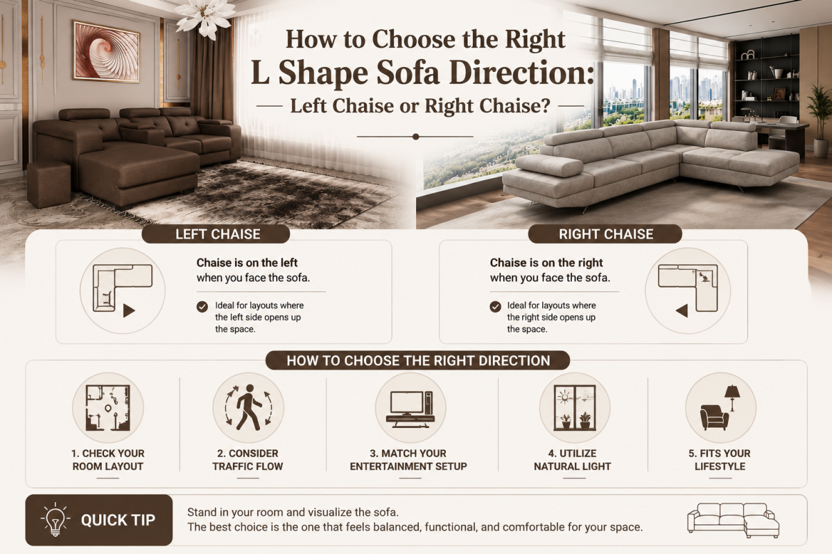 How to Choose the Right L Shape Sofa Direction: Left Chaise or Right Chaise?