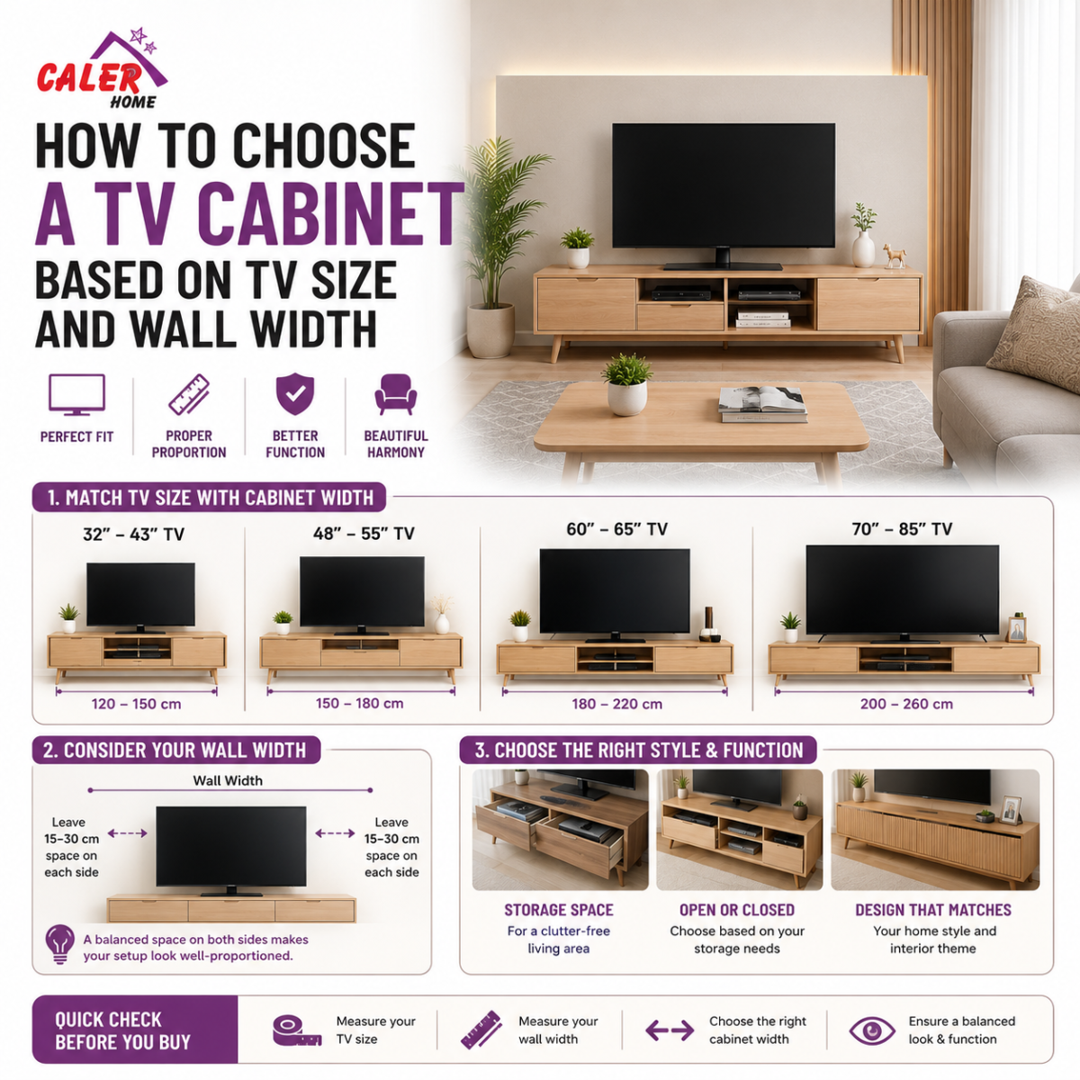 How to Choose a TV Cabinet Based on TV Size and Wall Width