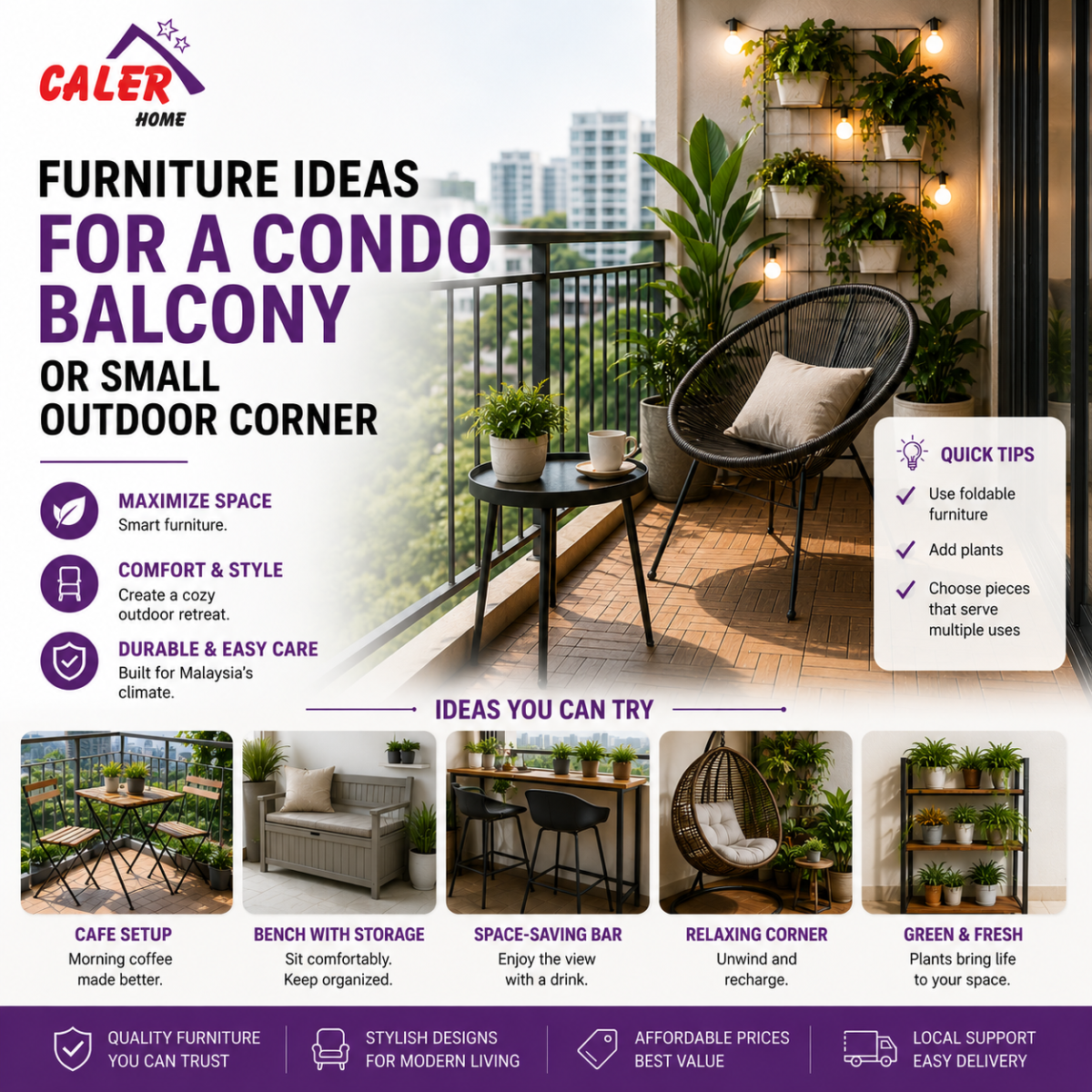 Furniture Ideas for a Condo Balcony or Small Outdoor Corner
