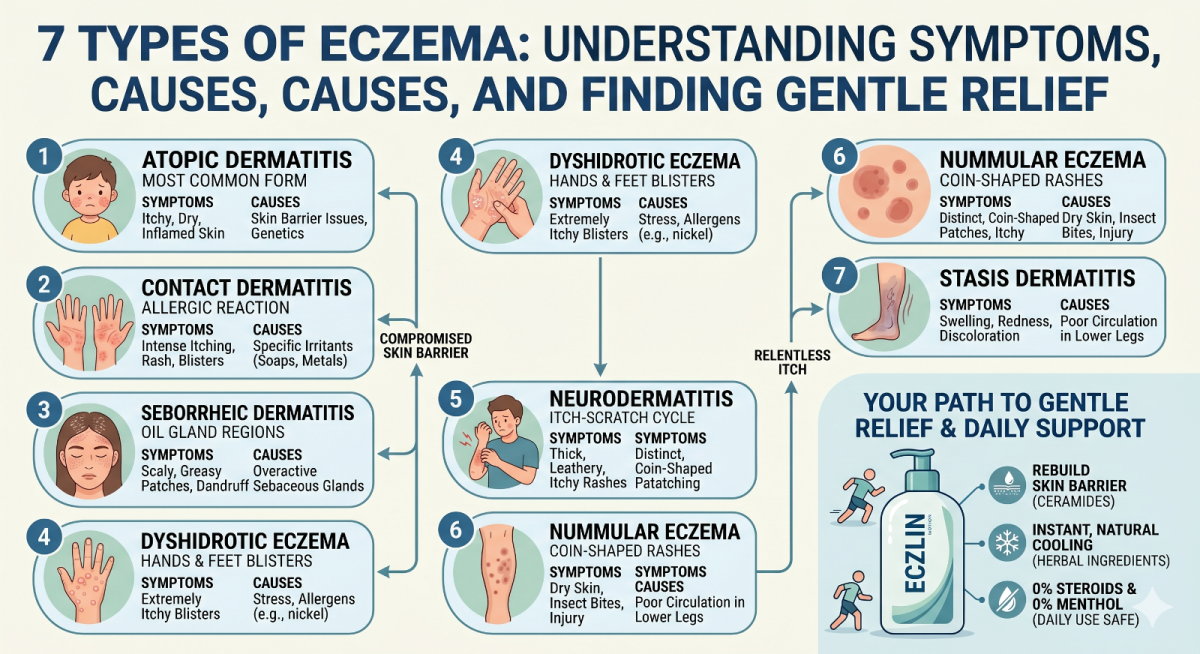 7 Types of Eczema: Symptoms, Causes, and Gentle Relief