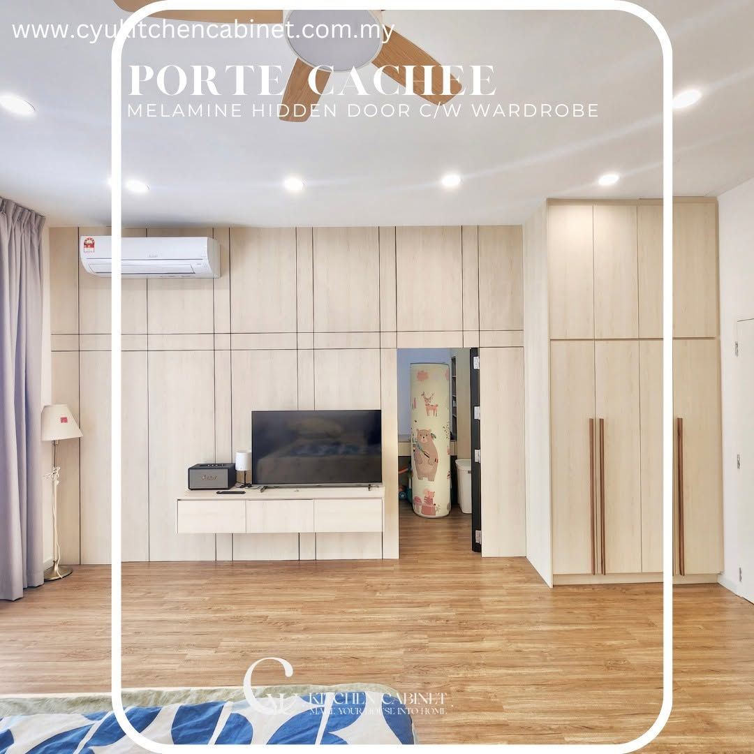 Melamine Swing Door Wardrobe with Hidden Door in Gamuda Cove