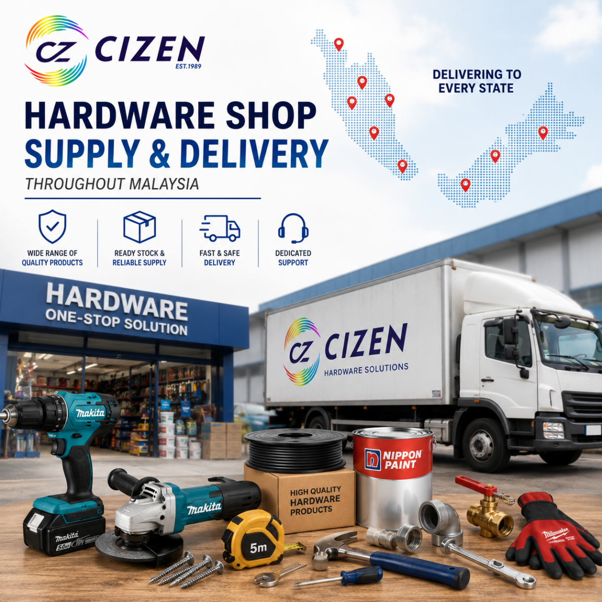 Hardware Shop Supply and Delivery Throughout Malaysia | CIZEN