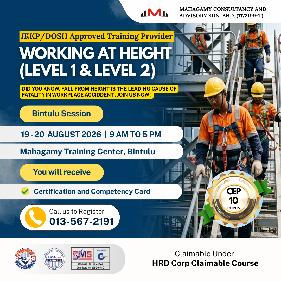 Working At Height, 19&20 August 2026, CEP 10 Point, Bintulu