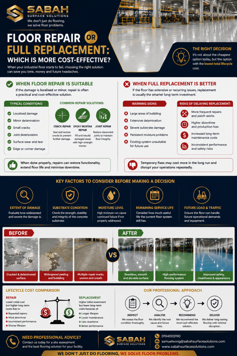 Industrial Floor Repair vs Replacement: How to Make the Right Decision