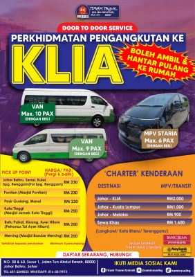 PAKEJ TAMBAHAN TRANSPORT KE KLIA