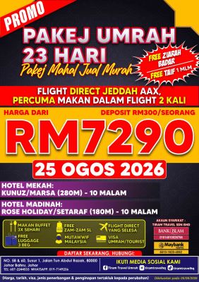 [PROMO] PAKEJ UMRAH 23 HARI RM7290