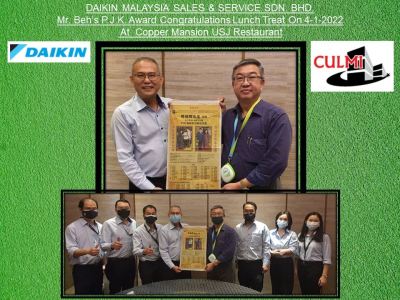 DAIKIN MALAYSIA SALES & SERVICE SDN BHD, Mr. Beh��s P.J.K. Award Congratulations Lunch Treat