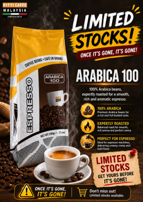 PITTI ARABICA 100 COFFEE BEANS   LIMITED STOCKS AVAILABLE. ONCE SOLD OUT, IT'S GONE!