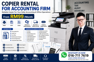Copier Rental for Accounting Firm From RM99/Month | Audit Office Photocopier Rental Malaysia