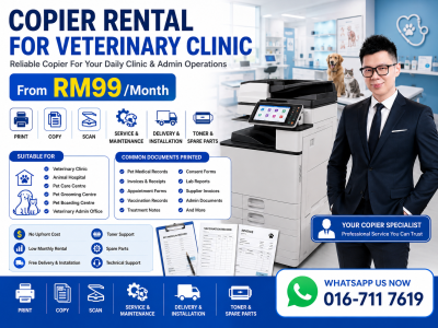 Copier Rental for Veterinary Clinic From RM99/Month | Animal Hospital Photocopier Rental Malaysia