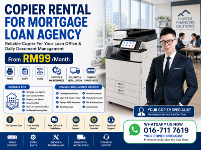 Copier Rental for Mortgage Loan Agency From RM99/Month | Loan Office Photocopier Rental Malaysia