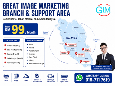 Great Image Marketing Branch & Support Area | Copier Rental Johor, Melaka, KL & South Malaysia