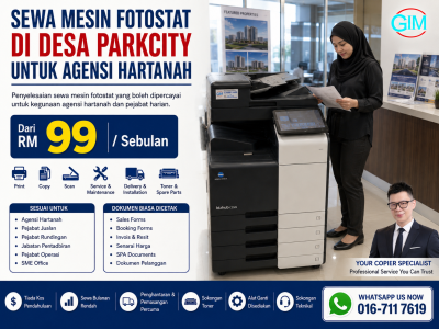 Sewa Mesin Fotostat di Desa ParkCity untuk Agensi Hartanah | Copier Rental Kuala Lumpur