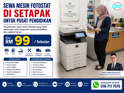 Sewa Mesin Fotostat di Setapak untuk Pusat Pendidikan | Copier Rental Kuala Lumpur