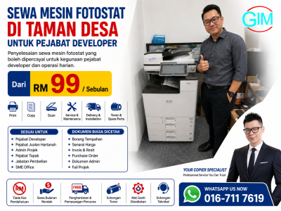 Sewa Mesin Fotostat di Taman Desa untuk Pejabat Developer | Copier Rental Kuala Lumpur