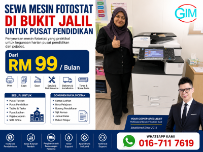 Sewa Mesin Fotostat di Bukit Jalil untuk Pusat Pendidikan | Copier Rental Kuala Lumpur