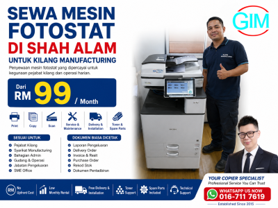 Sewa Mesin Fotostat di Shah Alam untuk Kilang Manufacturing | Copier Rental Selangor