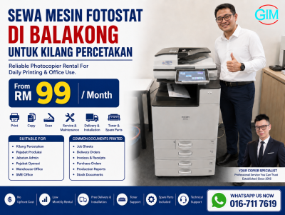 Sewa Mesin Fotostat di Balakong untuk Kilang Percetakan | Copier Rental Selangor