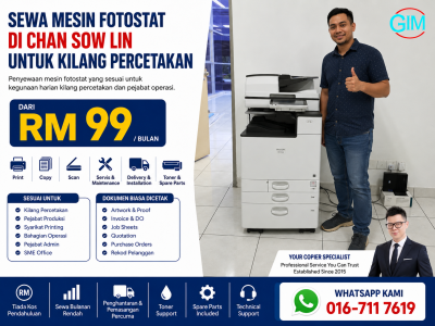 Sewa Mesin Fotostat di Chan Sow Lin untuk Kilang Percetakan | Copier Rental KL
