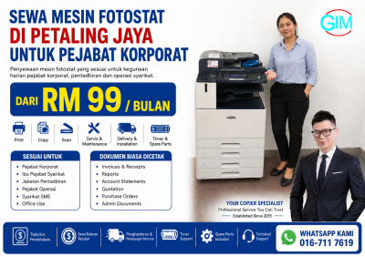 Sewa Mesin Fotostat di Petaling Jaya untuk Pejabat Korporat | Copier Rental Selangor
