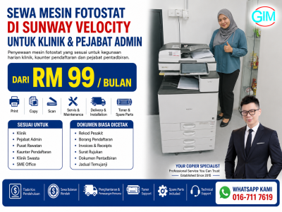 Sewa Mesin Fotostat di Sunway Velocity untuk Klinik & Pejabat Admin | Sewa Mesin di KL