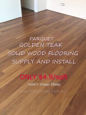 Parquet Golden Teak Solid Wood Flooring Supply and Install