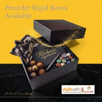 Top and bottom Rigid Box with Black Emboss Paper