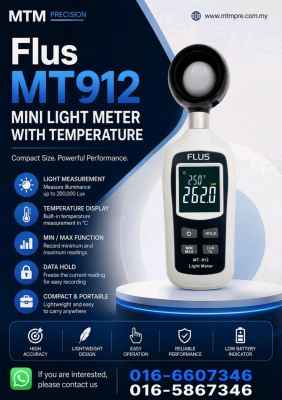 Flus MT912 Mini Light Meter with Temperature Malaysia