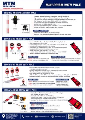 MTM Mini Prism with Pole | Sliding Mini Prism | Survey Prism Pole | Stake Out Prism | Monitoring Prism Malaysia