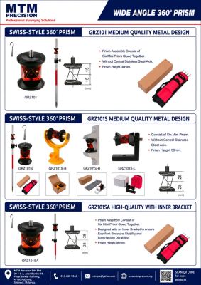 MTM 360° Survey Prism  Swiss Style 360 Prism  GNSS Prism  Total Station Prism Malaysia